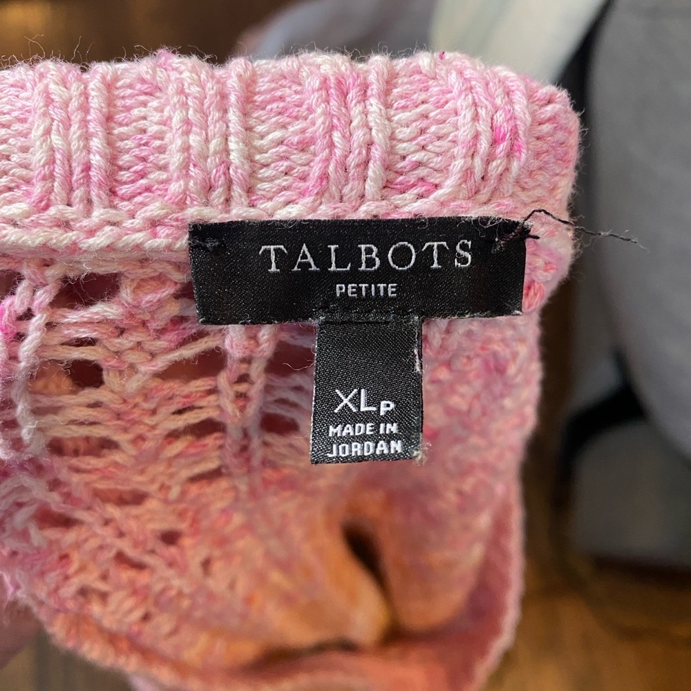 Talbots Petite XL Pastel Rainbow Open Knit Crochet Sweater Tunic - Picture 6 of 6